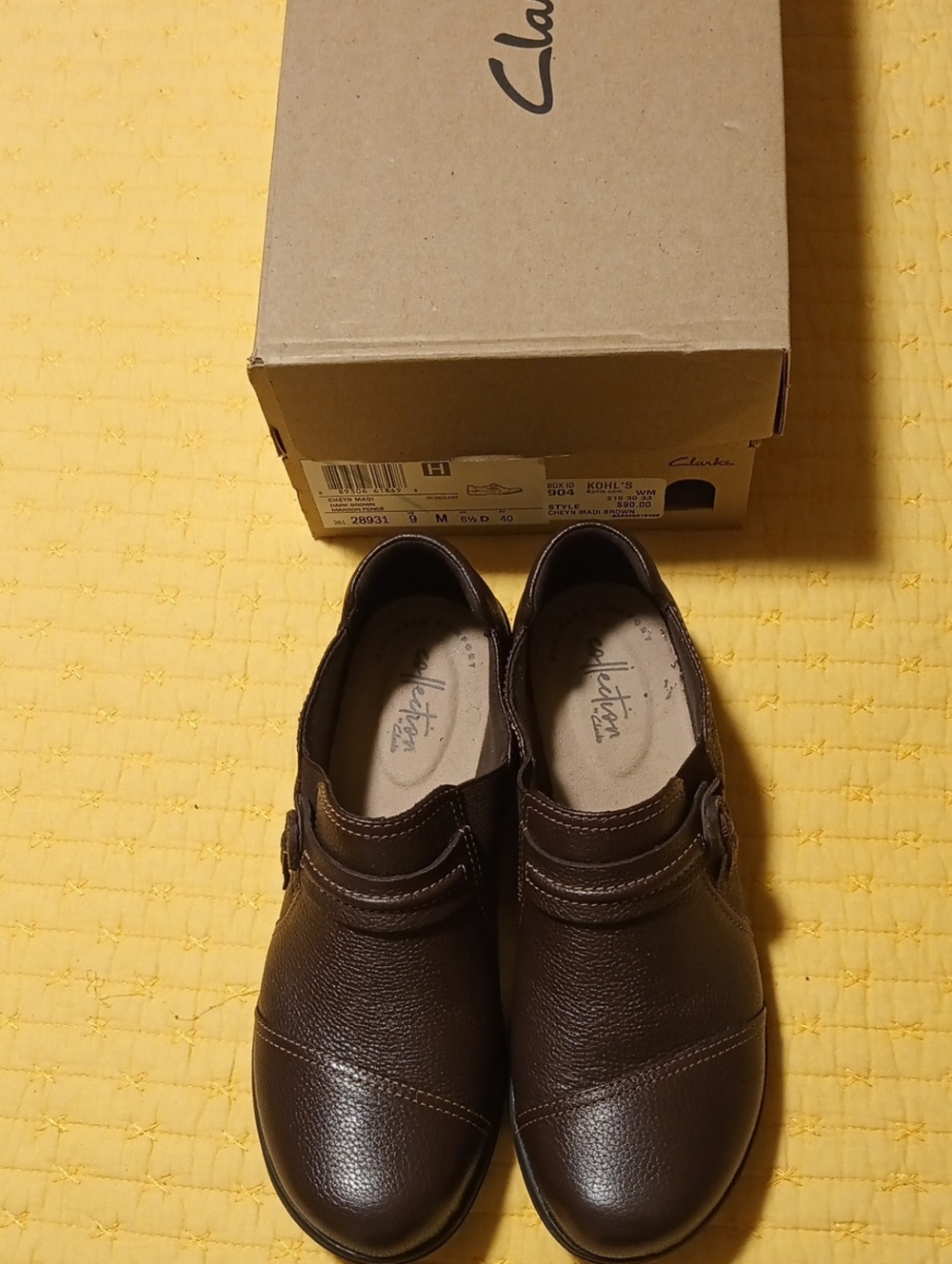 Clarks Women's Dark Brown Leather Slip-On Loafers